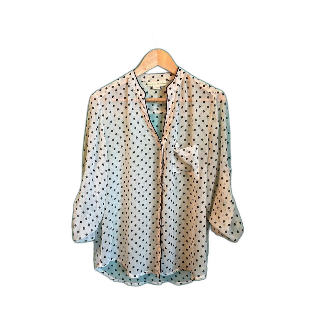 Staring at Stars Polka Dot Blouse by Anthropologie - 3/4 length Sleeve- XS